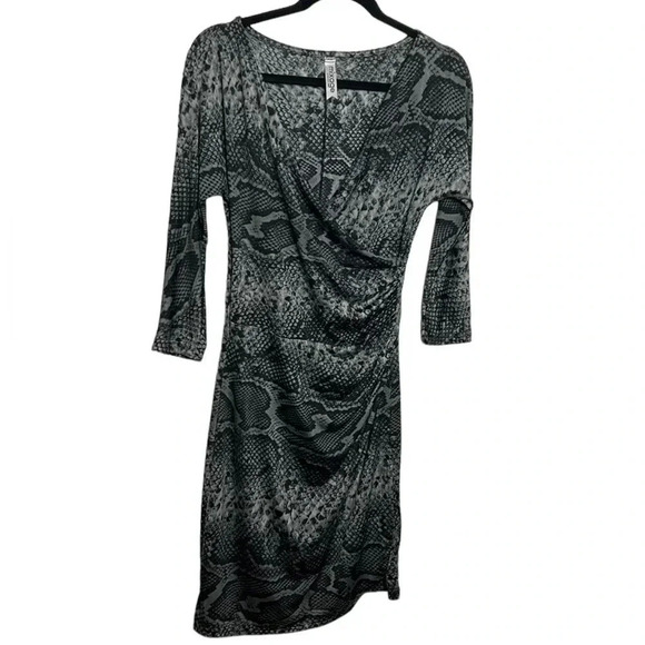 Vintage ,animal print dress, faux wrap,ruching,dark romantic,whimsigoth,event,EC - Picture 1 of 14